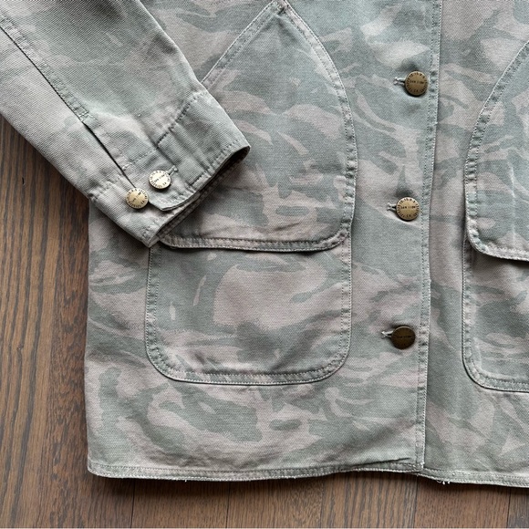 Current/Elliot The Foxhunt Jacket Cotton Canvas Olive/Tan Camo Size 3 / Large - Picture 3 of 10